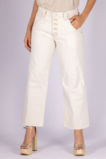 Denim Culotte Mid Rise Pants Bone - 24010351 - Project Denim