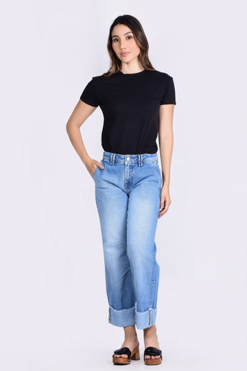 Indigo Mid Rise Culotte Denim Pants - 24010356 - Project Denim