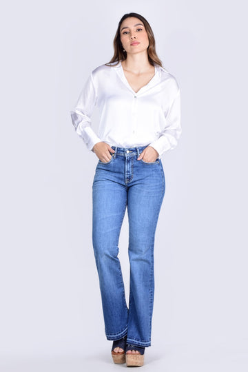 Indigo Flare Mid Rise Denim Pants - 2401342 - Project Denim