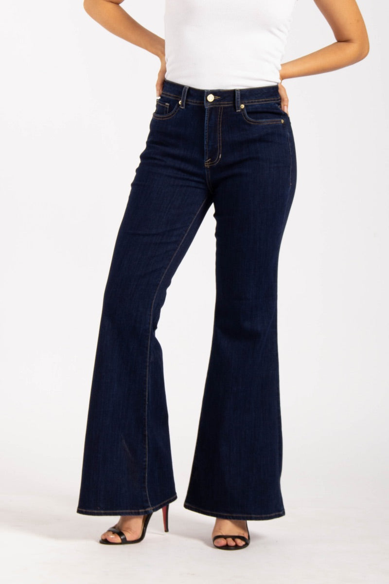 Pantalón Denim Flare High Rise Índigo - 2402395 - Project Denim