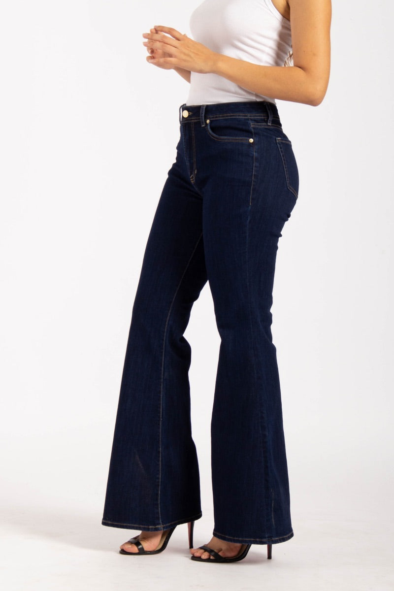 Pantalón Denim Flare High Rise Índigo - 2402395 - Project Denim