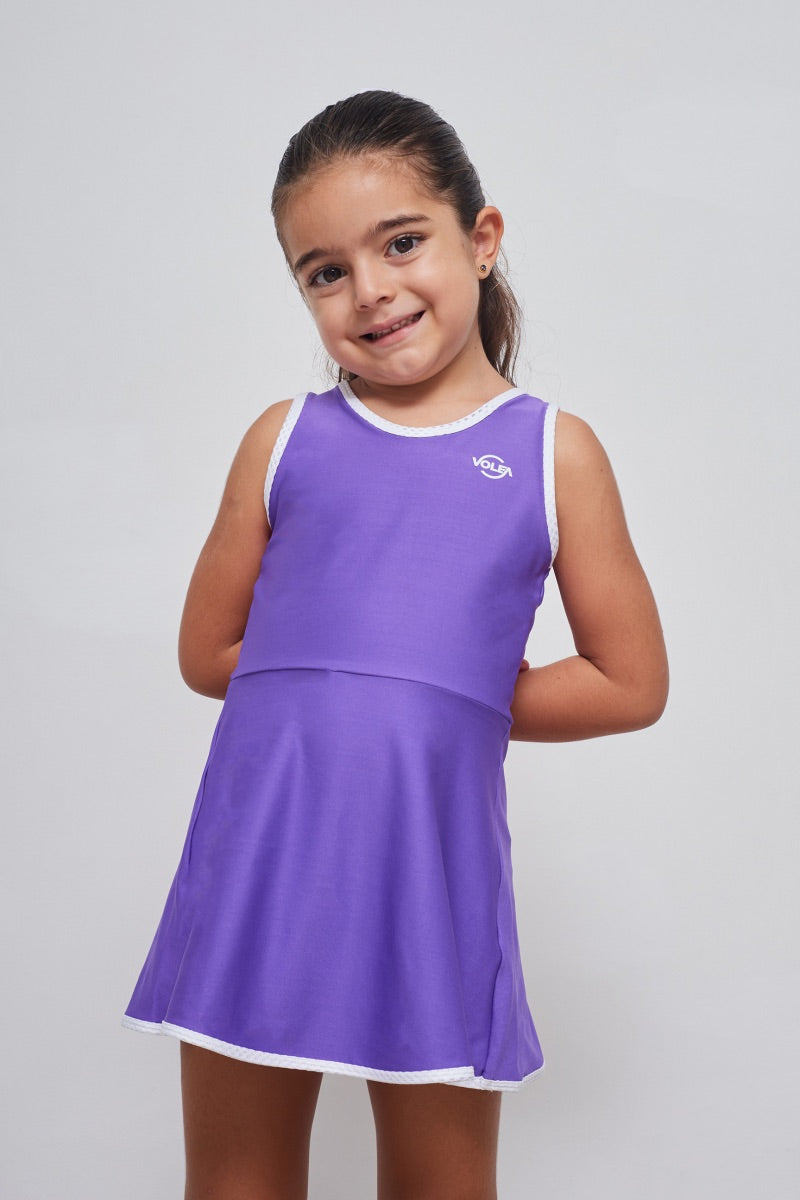Dynamic Purple White Mesh Girl Dress - Volea