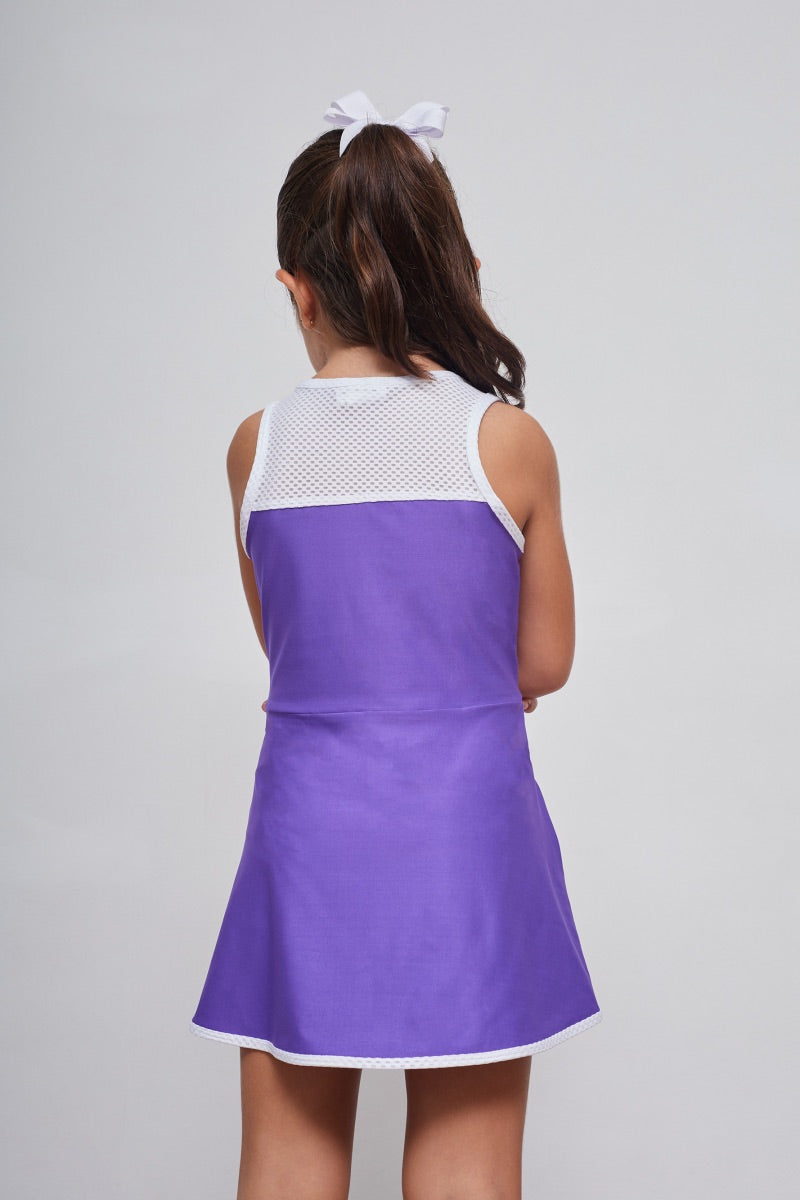 Dynamic Purple White Mesh Girl Dress - Volea