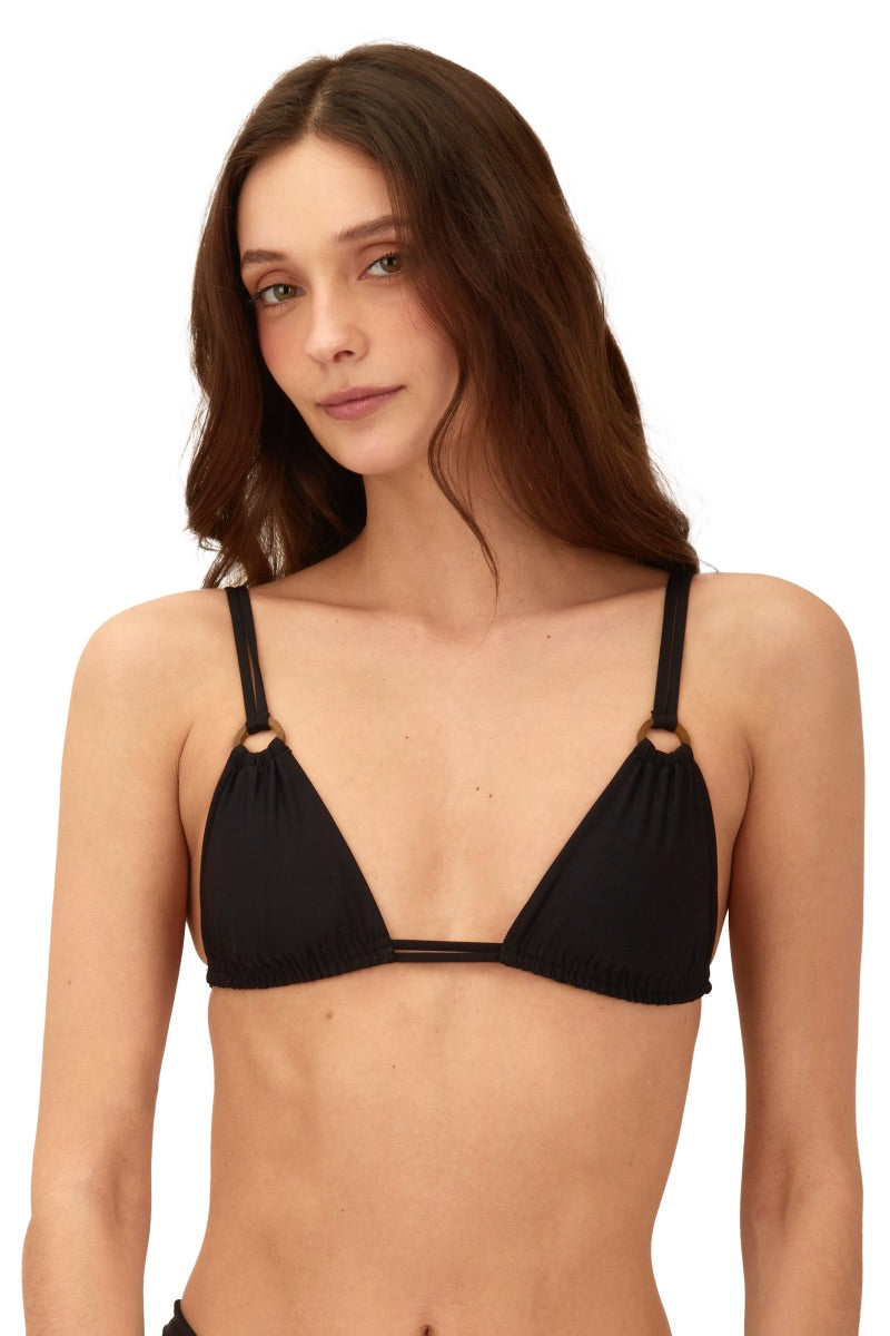 Bikini Top Triángulo Black Ola Ring - S01001 - Malai