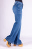 Indigo Wide Leg Mid Rise Denim Pants - 2401310 - Project Denim