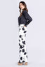 Pantalón Denim Wide Leg Mid Rise Estampado Flores - 2401363