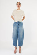 Pantalón Denim Barrel Mid Rise Indigo - 250230426 - Project Denim