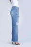 Wide Leg Mid Rise Rigid Denim Pants Blue - 309