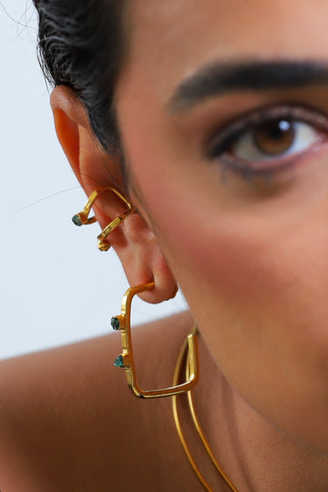 Aretes Candonga Cuadrada Muralla - C3095 - Lala Galeria