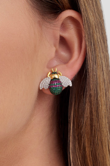 Aretes Topos Abejitas Apis Esmeralda - AES39731W-V - Senda