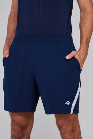 Pantaloneta Deportiva Hombre - Azul Malla Blanca - Volea