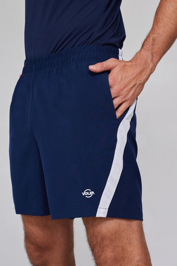 Pantaloneta Deportiva Hombre - Azul Malla Blanca - Volea