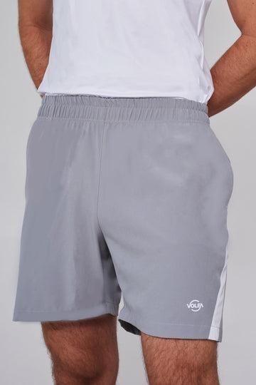 Pantaloneta Deportiva Hombre - Gris Malla Blanca - Volea