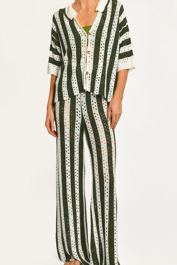 Pantalón Tejido Siro Green Stripes - 2533 - Encantadore