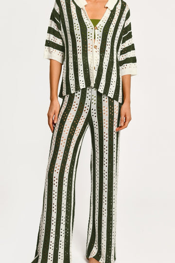 Pantalón Tejido Siro Green Stripes - 2533 - Encantadore