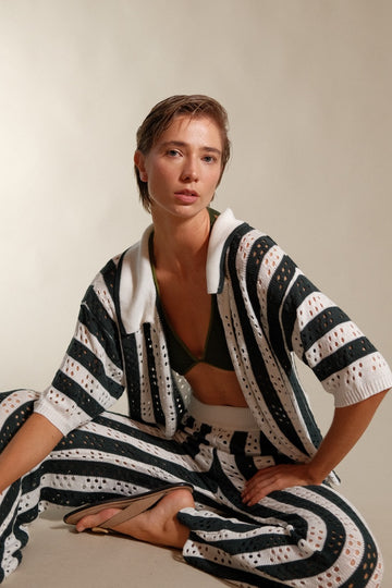 Camisa Tejida Laurent Green Stripes - 2532 - Encantadore