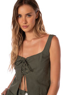 Crop Top Chaleco Dolly Dark Olive - 9512 - Kibys