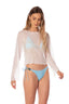 Crop Top Manga Larga Carlota White Mesh - 9536 - Kibys