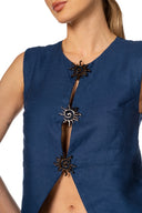 Crop Top Chaleco Dafne Deep Blue - 9574 - Kibys