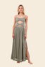 Vestido Largo Serenity Green Linen Wavelet - C103111 - Malai