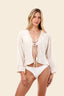 Camisa Ivory Linen Seed Luster Ruffle - C106240 - Malai