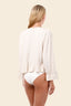 Camisa Ivory Linen Seed Luster Ruffle - C106240 - Malai