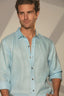 Camisa Lino Manga Larga De Hombre - Aqua - Redflag