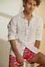 Camisa Lino Manga Larga De Hombre - Blanca - Redflag