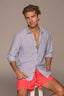 Camisa Lino Manga Larga De Hombre - Rayas Azules - Redflag