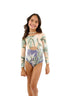 Girl's Tropical Periwinkle Sleeves Romper - K28160 - Malai